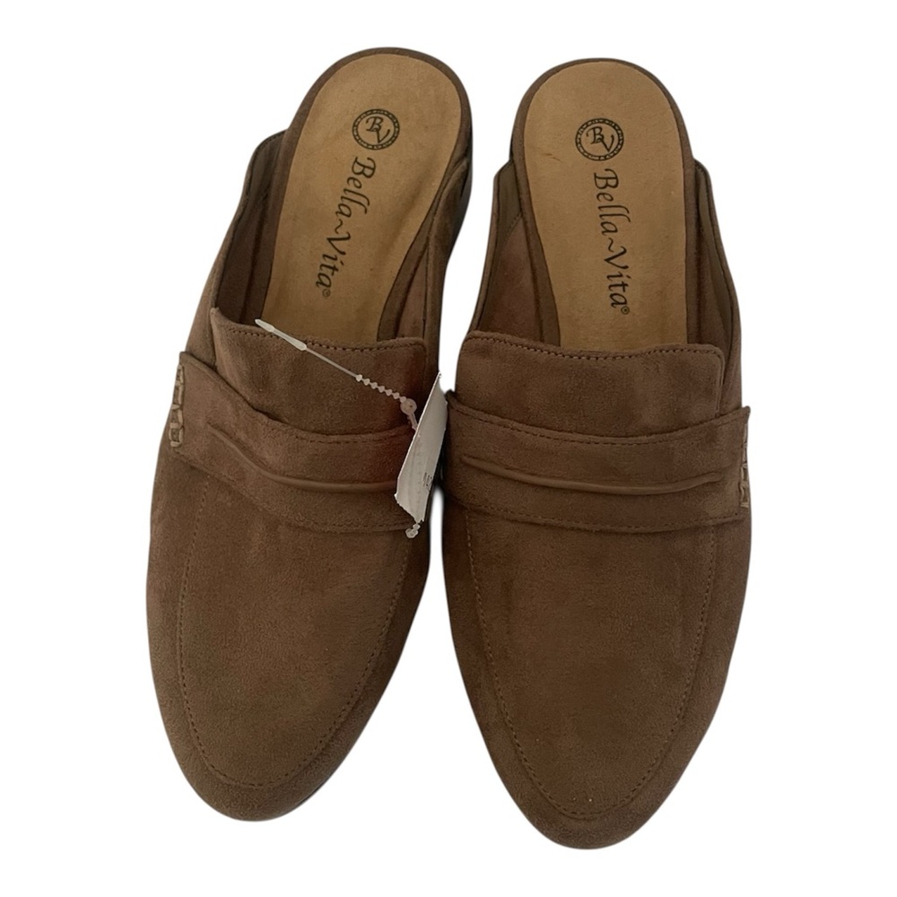 Bella Vita NWT Tan Suede Like Slip-On Loafer Mules Size 6WW